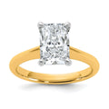 14k Two-tone 2 carat Certified Lab Grown Diamond VS+ F+ Radiant 8X Complete Solitaire Ring - authentic supplier studio photograph