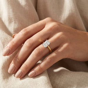 2 carat radiant lab grown diamond engagement ring - hand model