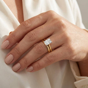 2 carat radiant lab grown diamond engagement ring - bridal stack