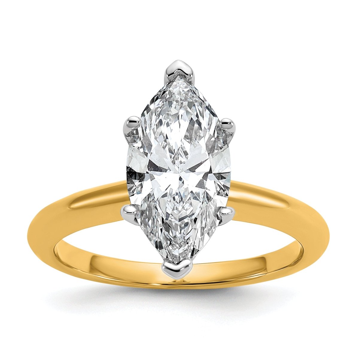 10ktt 2 1/2ct Lab Grown Diamond VS+ F+ Marquise Solitaire Comp Eng Ring - authentic supplier studio photograph