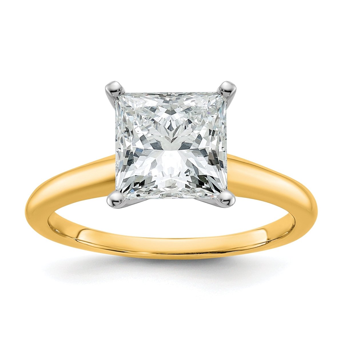 10ktt 2 1/2ct Lab Grown Diamond VS+ F+ Princess Comp Solitaire Eng Ring - authentic supplier studio photograph