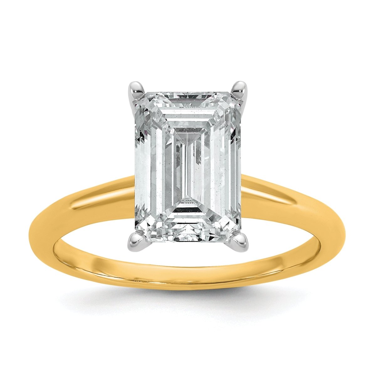 10ktt 3ct Lab Grown Diamond VS+ F+ Emerald Solitaire Comp Eng Ring - authentic supplier studio photograph