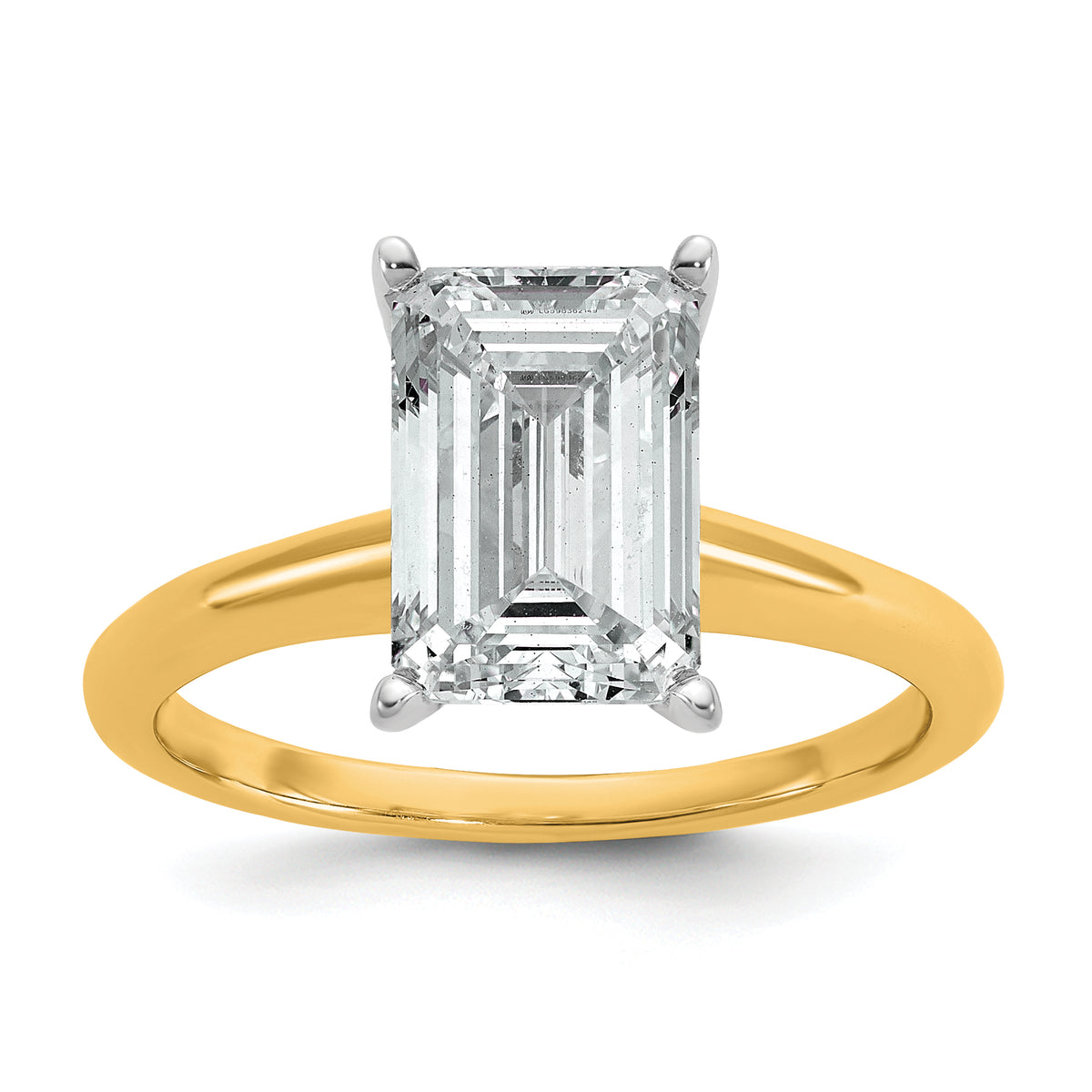 10ktt 3ct Lab Grown Diamond VS+ F+ Emerald Solitaire Comp Eng Ring - authentic supplier studio photograph