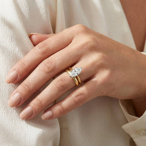 3 carat marquise lab grown diamond engagement ring - bridal stack