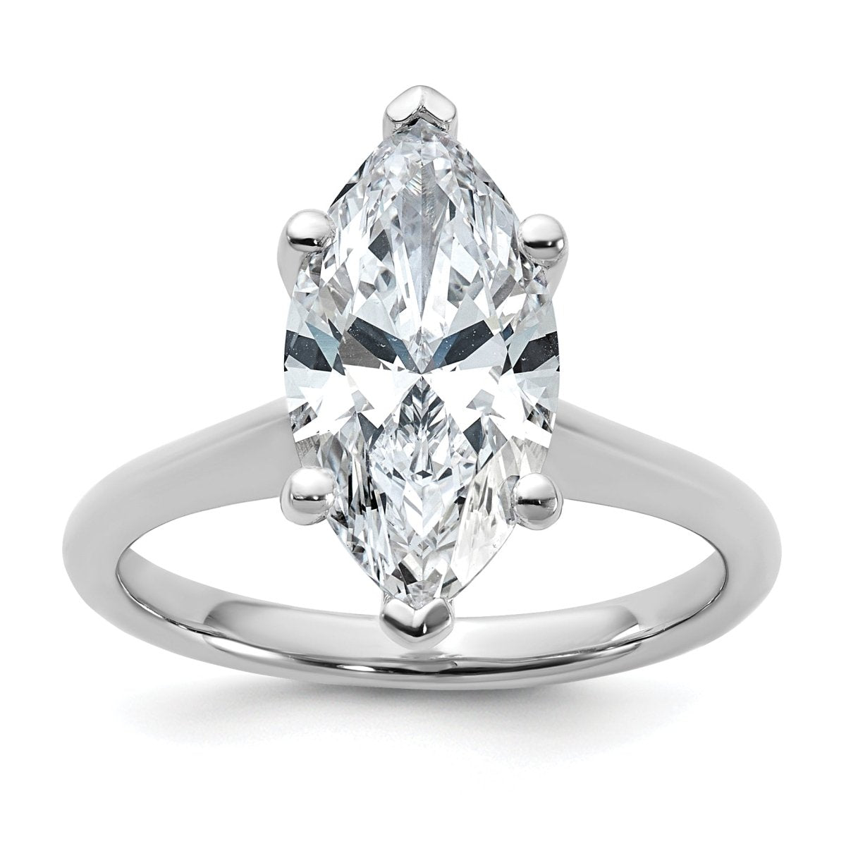 14k White Gold 3 carat Certified Lab Grown Diamond VS+ F+ Marquise 8X Complete Solitaire Ring - authentic supplier studio photograph