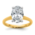 14k Two-tone 3 carat Certified Lab Grown Diamond VS+ F+ Oval 8X Complete Solitaire Ring - authentic supplier studio photograph