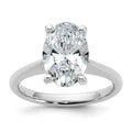 14k White Gold 3 carat Certified Lab Grown Diamond VS+ F+ Oval 8X Complete Solitaire Ring - authentic supplier studio photograph