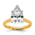 14k Two-tone 3 carat Certified Lab Grown Diamond VS+ F+ Pear 8X Complete Solitaire Ring - authentic supplier studio photograph