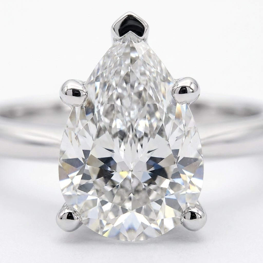 3 carat pear lab grown diamond engagement ring - macro sparkle