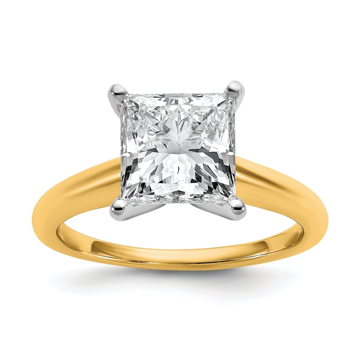 10ktt 3ct Lab Grown Diamond VS+ F+ Princess Comp Solitaire Eng Ring - authentic supplier studio photograph