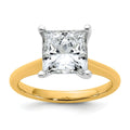 14k Two-tone 3 carat Certified Lab Grown Diamond VS+ F+ Princess 8X Complete Solitaire Ring - authentic supplier studio photograph