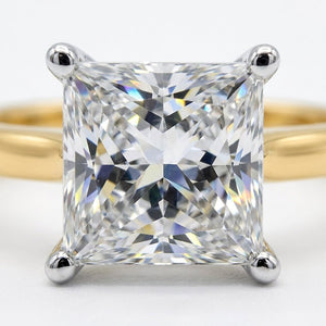 3 carat princess lab grown diamond engagement ring - macro sparkle