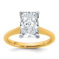 14k Two-tone 3 carat Certified Lab Grown Diamond VS+ F+ Radiant 8X Complete Solitaire Ring - authentic supplier studio photograph