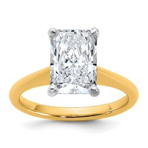 14k Two-tone 3 carat Certified Lab Grown Diamond VS+ F+ Radiant 8X Complete Solitaire Ring - authentic supplier studio photograph