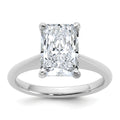 14k White Gold 3 carat Certified Lab Grown Diamond VS+ F+ Radiant 8X Complete Solitaire Ring - authentic supplier studio photograph