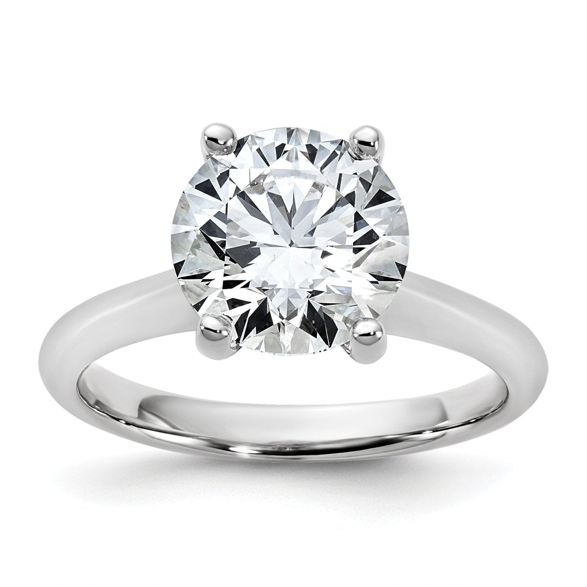 14k White Gold 3 carat Certified Lab Grown Diamond VS+ F+ Round 8X Complete Solitaire Ring - authentic supplier studio photograph
