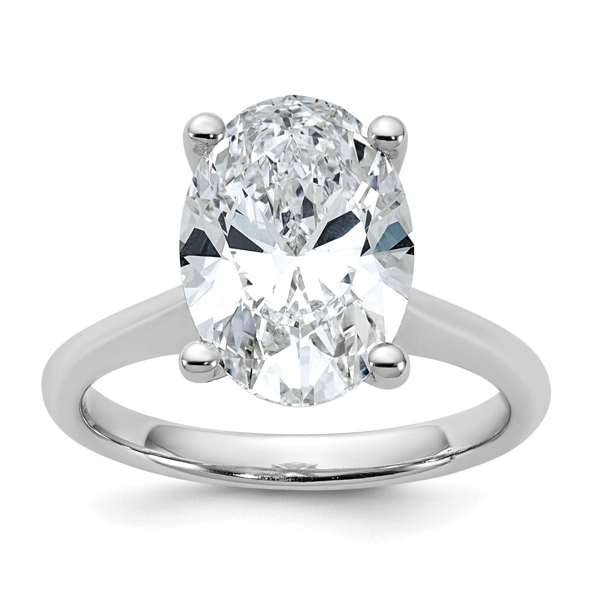 14k White Gold 4 carat Certified Lab Grown Diamond VS+ F+ Oval 8X Complete Solitaire Ring - authentic supplier studio photograph