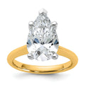 14k Two-tone 4 carat Certified Lab Grown Diamond VS+ F+ Pear 8X Complete Solitaire Ring - authentic supplier studio photograph