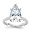 14k White Gold 4 carat Certified Lab Grown Diamond VS+ F+ Pear 8X Complete Solitaire Ring - authentic supplier studio photograph