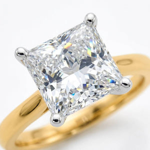 4 carat princess lab grown diamond engagement ring - macro sparkle