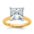 14k Two-tone 4 carat Certified Lab Grown Diamond VS+ F+ Princess 8X Complete Solitaire Ring - authentic supplier studio photograph