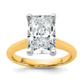 14k Two-tone 4 carat Certified Lab Grown Diamond VS+ F+ Radiant 8X Complete Solitaire Ring - authentic supplier studio photograph
