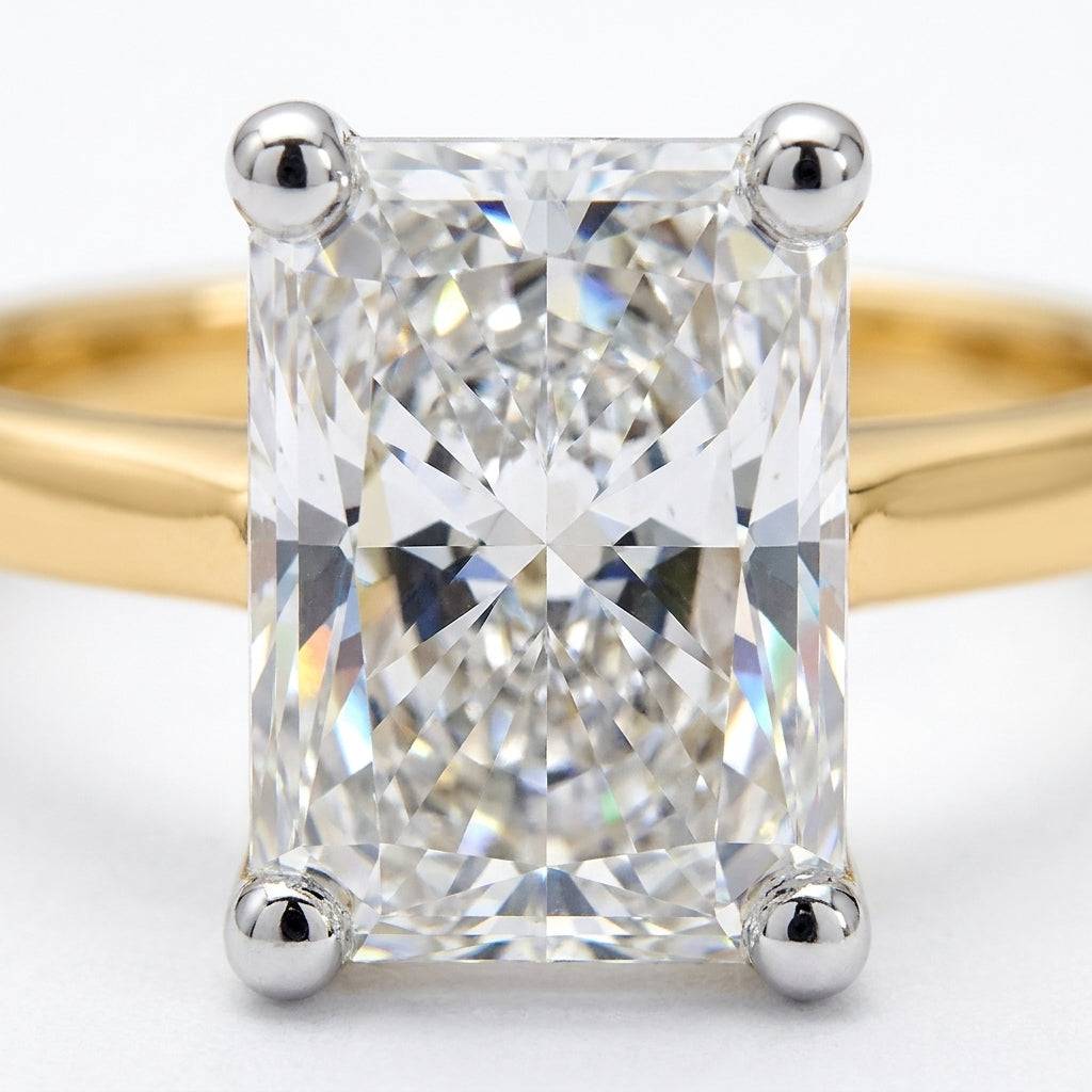 4 carat radiant lab grown diamond engagement ring - macro sparkle