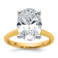 14k Two-tone 5 carat Certified Lab Grown Diamond VS+ F+ Oval 8X Complete Solitaire Ring - authentic supplier studio photograph