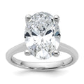 14k White Gold 5 carat Certified Lab Grown Diamond VS+ F+ Oval 8X Complete Solitaire Ring - authentic supplier studio photograph