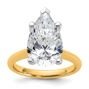 14k Two-tone 5 carat Certified Lab Grown Diamond VS+ F+ Pear 8X Complete Solitaire Ring - authentic supplier studio photograph
