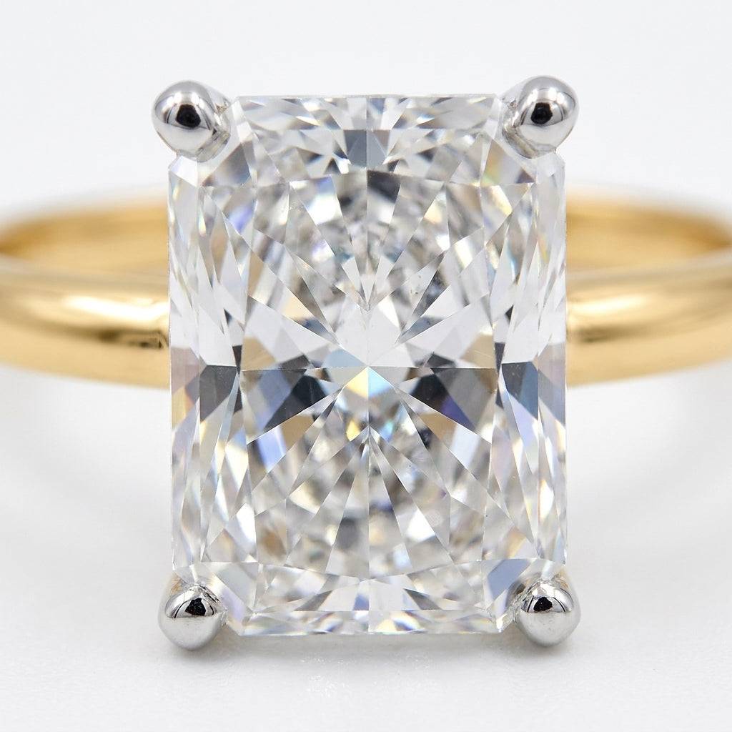5 carat radiant lab grown diamond engagement ring - macro sparkle