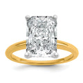 14k Two-tone 5 carat Certified Lab Grown Diamond VS+ F+ Radiant 8X Complete Solitaire Ring - authentic supplier studio photograph