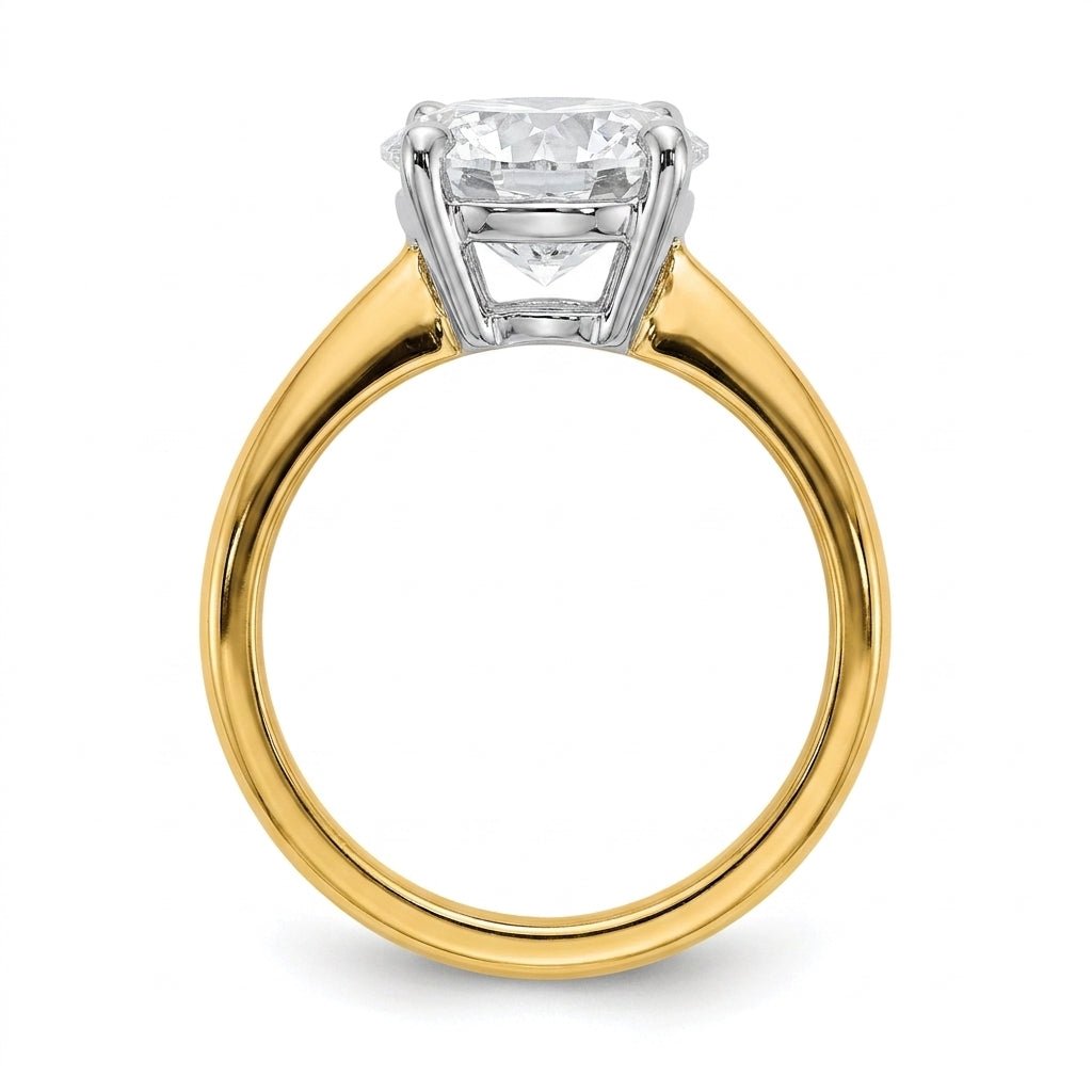 5 carat round lab grown diamond engagement ring - side profile