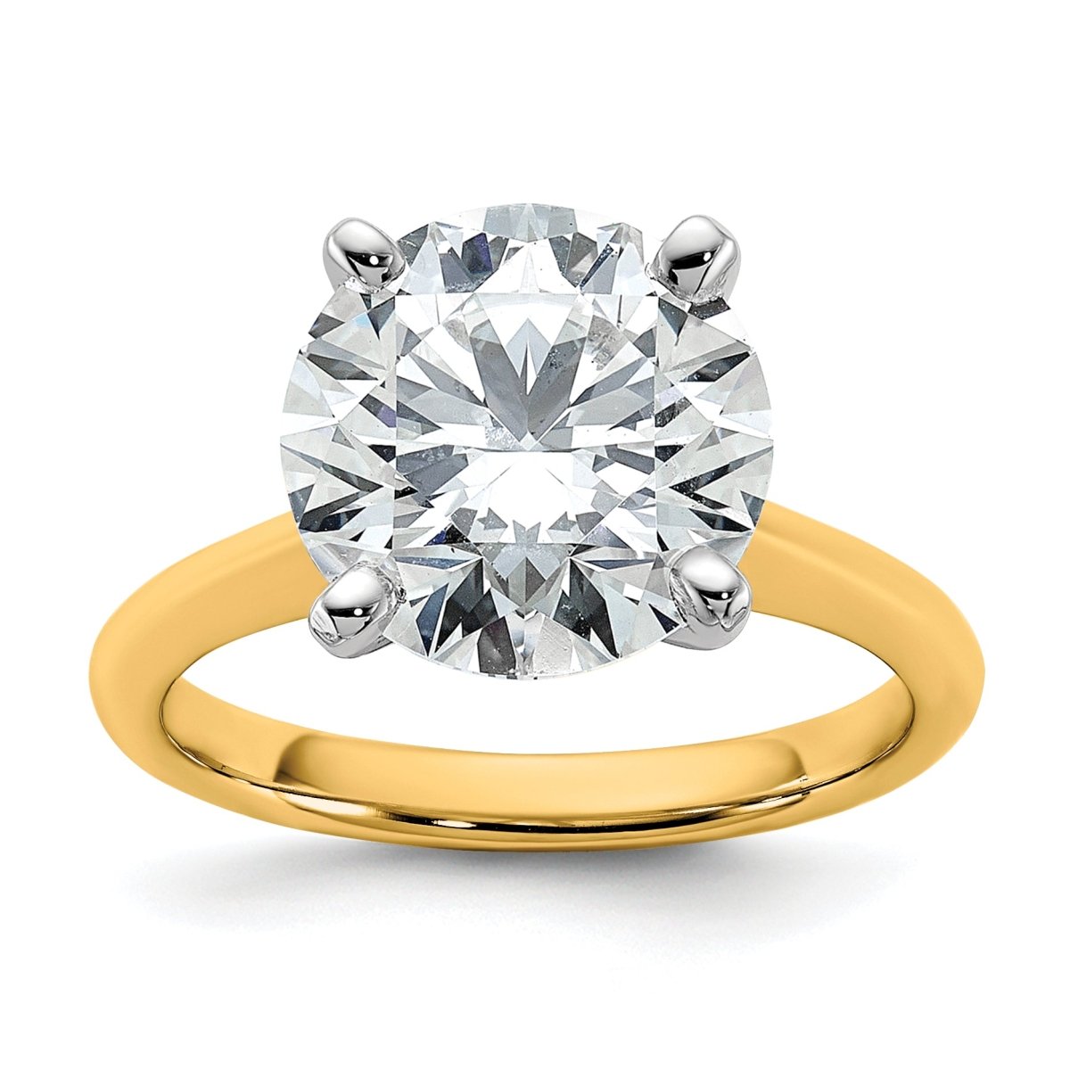 14k Two-tone 5 carat Certified Lab Grown Diamond VS+ F+ Round 8X Complete Solitaire Ring - authentic supplier studio photograph