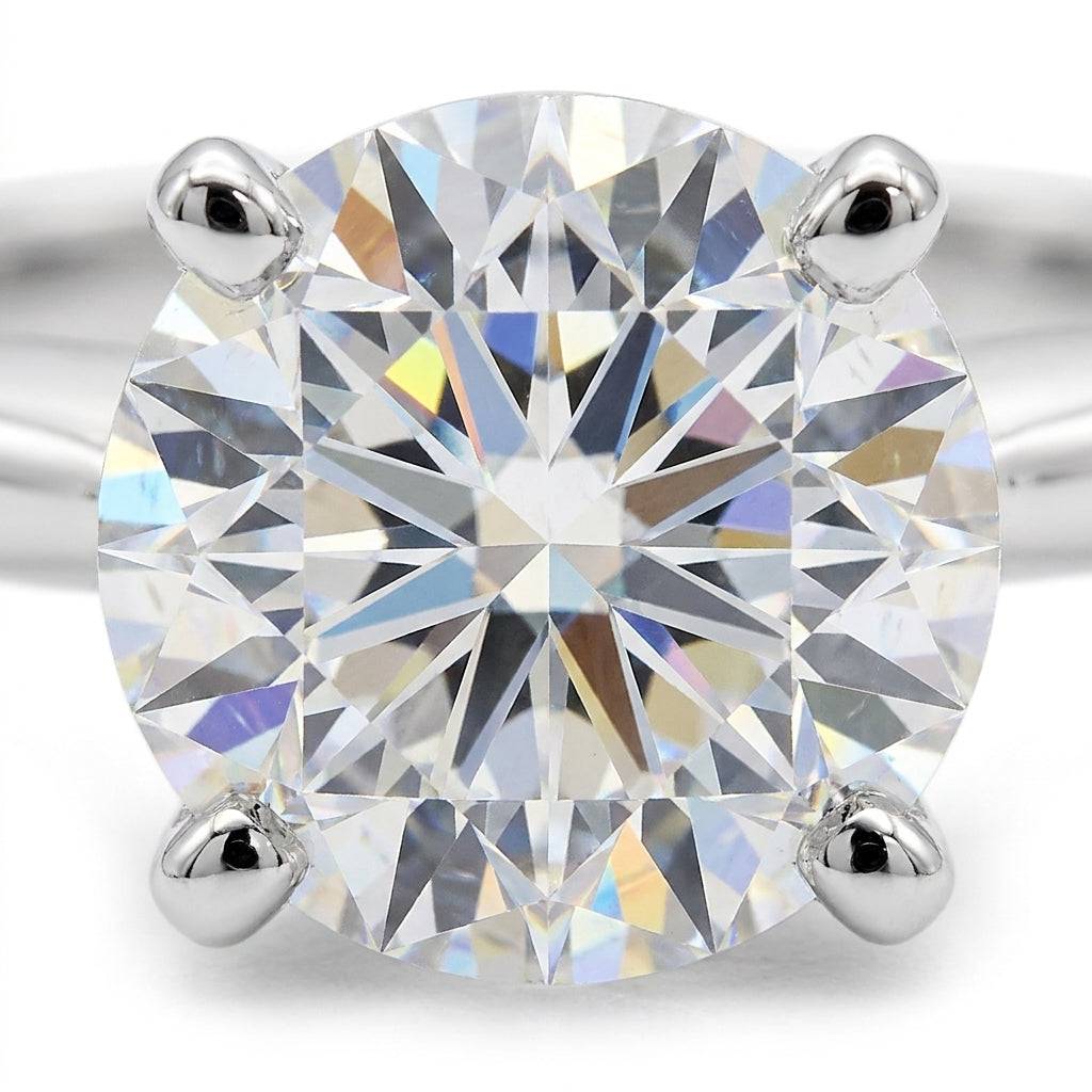 5 carat round lab grown diamond engagement ring - macro sparkle
