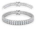 Two Row Diamond Tennis Bracelet, 925 silver tennis bracelet studio hero photo on white, lab grown diamonds D color VVS
