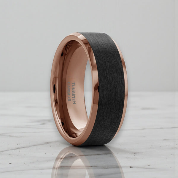 FERROS espresso tungsten carbide ring 8 mm with polished beveled edges