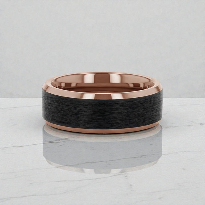 Inside view showing comfort-fit interior of FERROS tungsten ring