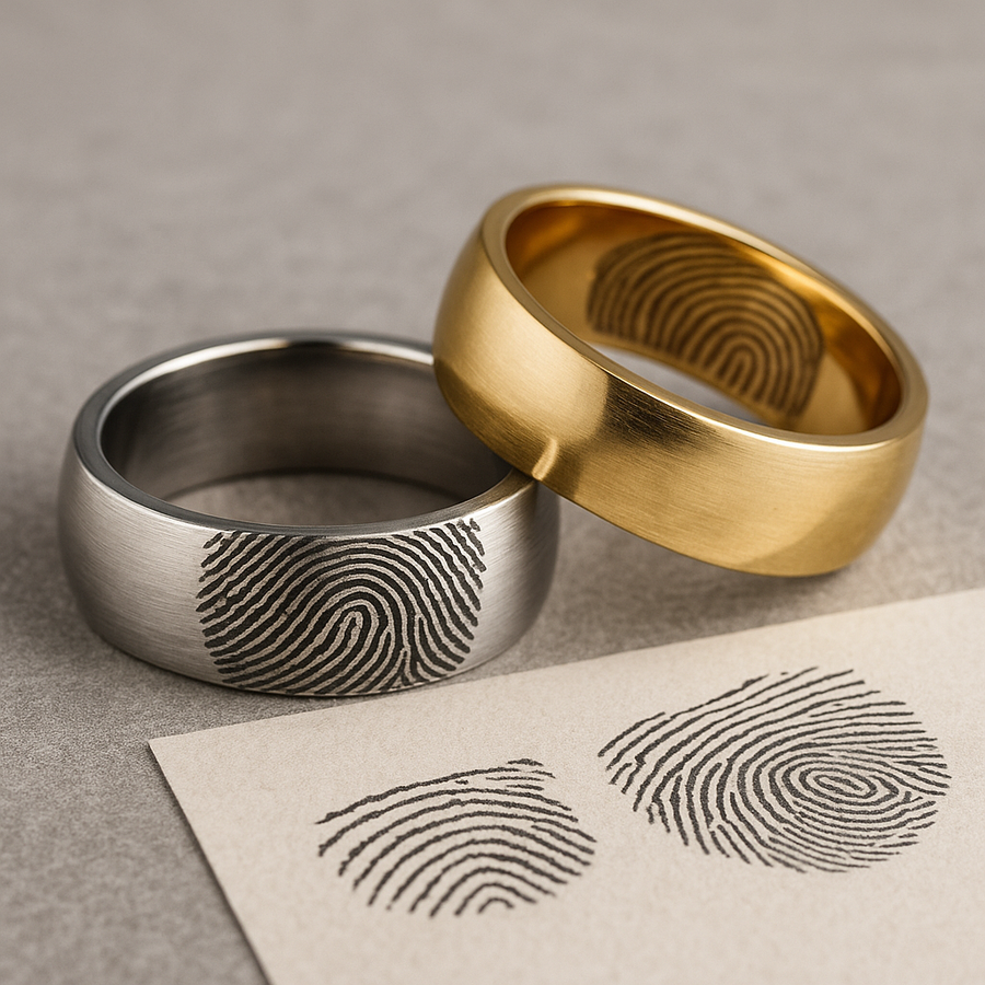 Fingerprint engraving on rings and jewelry