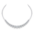 Graduated diamond necklace with chain in 925 silver, graduated section at center front with plain chain sides