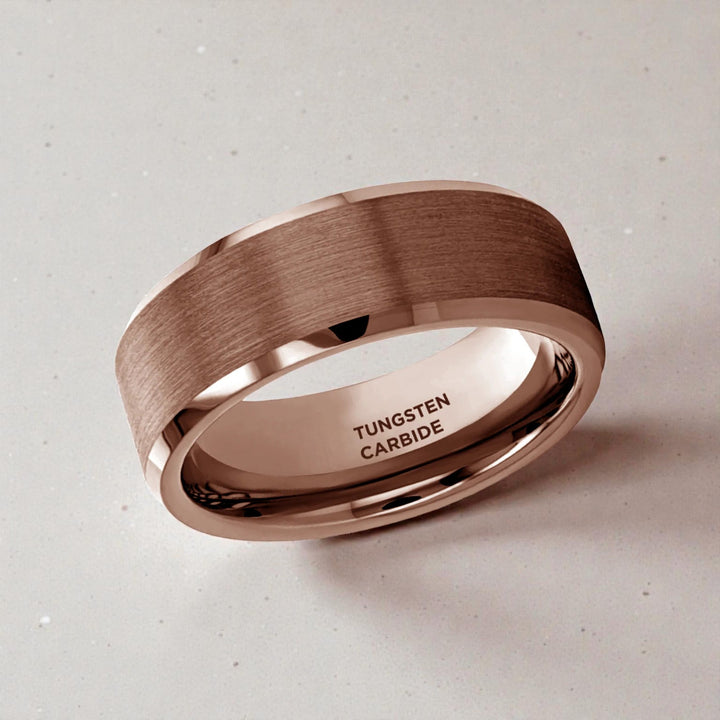 Brushed center espresso tungsten ring with comfort fit interior