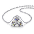 Three Stone Round Diamond Pendant With Chain, 925 silver pendant studio hero photo on white, lab grown diamonds D color VVS