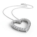 Diamond Heart Pendant With Chain, 925 silver pendant studio hero photo on white, lab grown diamonds D color VVS
