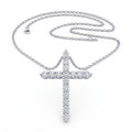 Diamond Cross Pendant With Chain, 925 silver pendant studio hero photo on white, lab grown diamonds D color VVS
