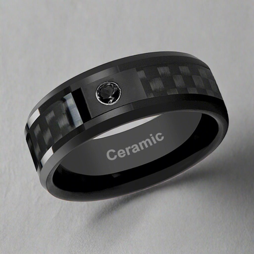 ABERDEEN Black Ceramic men's wedding band, image 3