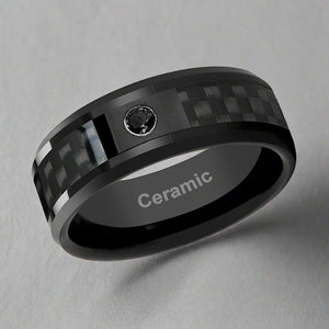 ABERDEEN Black Ceramic men's wedding band, image 3