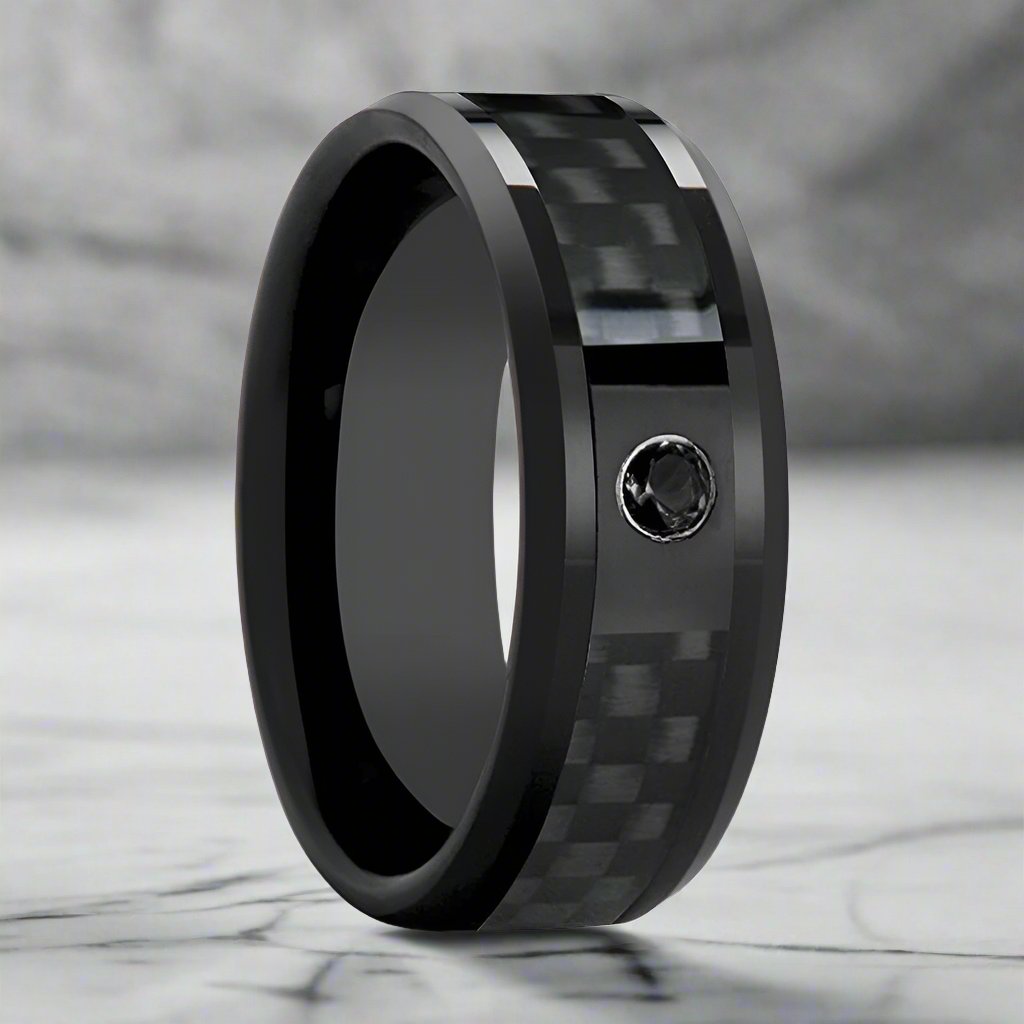 ABERDEEN Black Ceramic men's wedding band, image 1