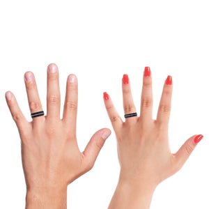 ACALETA | Whiskey Barrel Wood, Black Tungsten Ring, Rose Gold Groove, Domed - Rings - Aydins Jewelry - 4