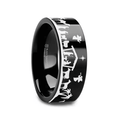 ADVENT black tungsten ring with nativity scene laser-engraved around the band – Aydins Jewelry