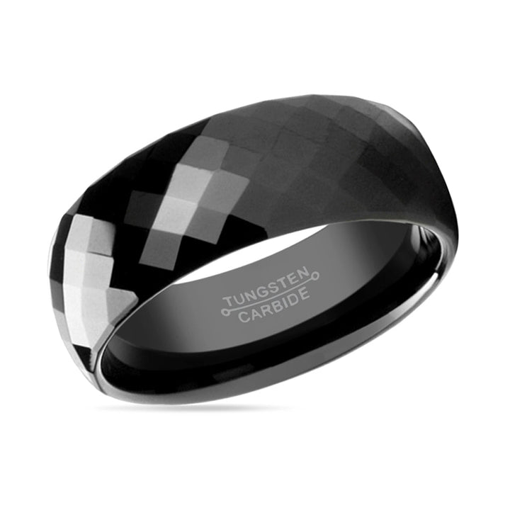 AEON | Black Tungsten Ring, Diamond Faceted, Domed - Rings - Aydins Jewelry - 2